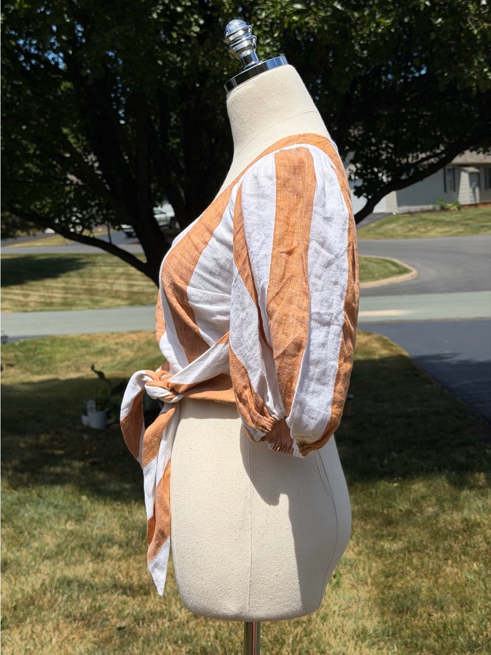 Amanda Uprichard Gloria Euro Summer Linen Blend Tie Front Crop Top Coastal Chic - Picture 6 of 14